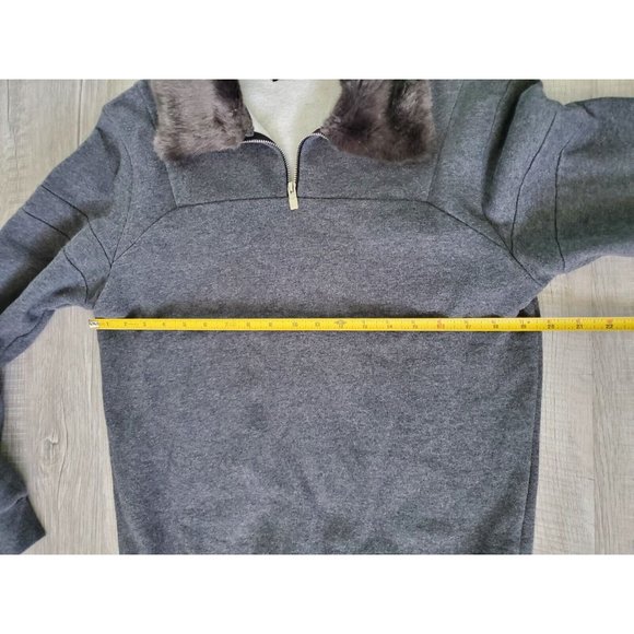 Zara Mens M Sweater Pullover sweatshirt Quarter zip Fleece Neck faux fur - Picture 5 of 8